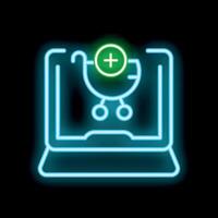 Neon green add to cart button on laptop screen showing online shopping concept vector