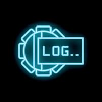 Neon log in icon glowing on dark background vector