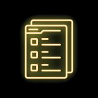 Neon yellow files icon representing office work and documents vector