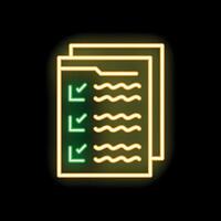 Neon icon of documents with check marks representing completed tasks vector