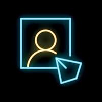 Neon cursor clicking on profile picture icon on a black background vector