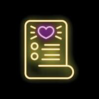 Neon love list shining on black background vector