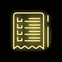 Bright yellow neon icon of a checklist glowing on a black background vector