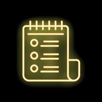 Neon sign illustrating a notepad with checklist vector