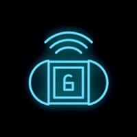 Neon icon of smart lock sending wireless signal vector