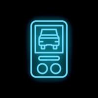 Blue neon car sharing app icon on a black background vector