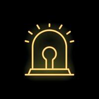 Neon siren light flashing in yellow on a black background vector