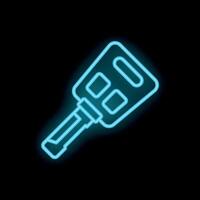 Neon car key shining in blue light on dark background vector
