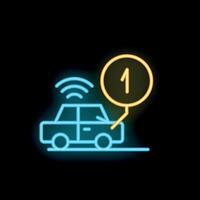 Neon icon of a self driving car showing number one vector