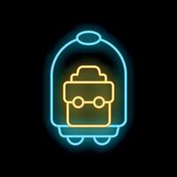 Neon icon of a robot wearing a protective suit vector