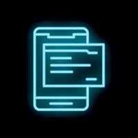 Neon icon of smartphone showing document for mobile data management vector