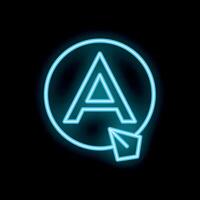 Neon sign showing letter a with mouse cursor pointing at it vector