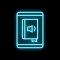 Neon icon of audiobook playing on smartphone screen vector