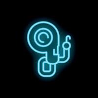 Neon style icon of a turbocharger increasing horsepower for speed vector