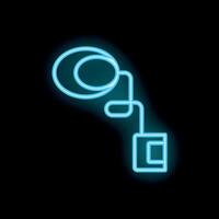 Neon tonometer icon, optometry tool measuring intraocular pressure vector