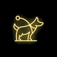 Neon dog walking on leash glowing icon graphic design vector