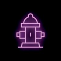 Neon icon of fire hydrant glowing in dark vector