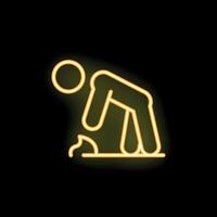 Neon style icon of a person picking up something from the floor vector