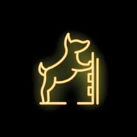 Neon icon of a dog training on agility obstacles vector