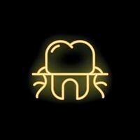 Neon icon of a tooth suffering from periodontitis with the gum separating vector