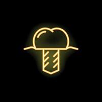 Neon icon of dental implant surgery showing implant post and crown vector