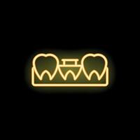 Neon icon of teeth showing dental bridge procedure vector