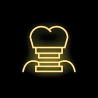 Neon icon of chef wearing a toque blanche on black background vector