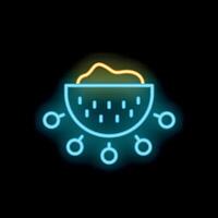 Neon glowing icon representing a neural network processing large amounts of data vector