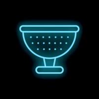 Neon kitchen colander glowing on dark background vector