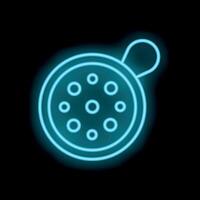Blue neon icon of a shower head hanging on black background vector
