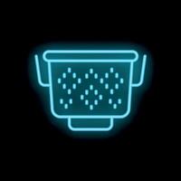 Neon blue colander shining on black background vector
