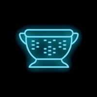 Neon colander glowing on black background vector