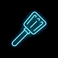 Glowing neon icon of spatula utensil for cooking vector