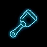 Blue neon sign of spatula glowing on black background vector