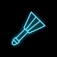 Blue neon icon of a whisk for bakery on black background vector