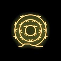 Neon yellow tumbleweed glowing on black background vector
