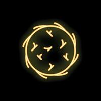 Bright yellow neon sign showing bird nest with eggs on black background vector