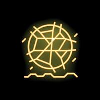 Yellow neon style icon showing earth cracking representing global warming vector