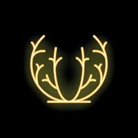 Neon sign showing branches forming a circle on black background vector