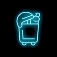 Neon trash bin icon shining on dark background vector