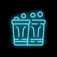 Neon sign showing two plastic beer cups touching with bubbles floating above vector
