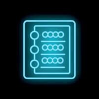 Neon blue abacus icon glowing on black background vector