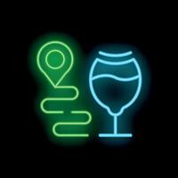 Neon sign showing the location of wine bar or winery vector