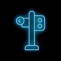 Glowing neon line traffic light icon isolated on black background vector
