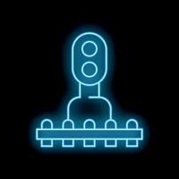 Glowing neon line traffic light icon isolated on black background vector