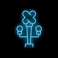 Blue neon icon of a coat stand glowing against a dark background vector