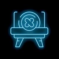 Neon blue easel with a cross sign on a black background vector