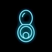 Neon sign representing a powder compact on a black background vector