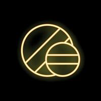 Neon sign of two pills glowing on black background vector