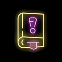 Neon icon of book with exclamation point sign representing important information vector